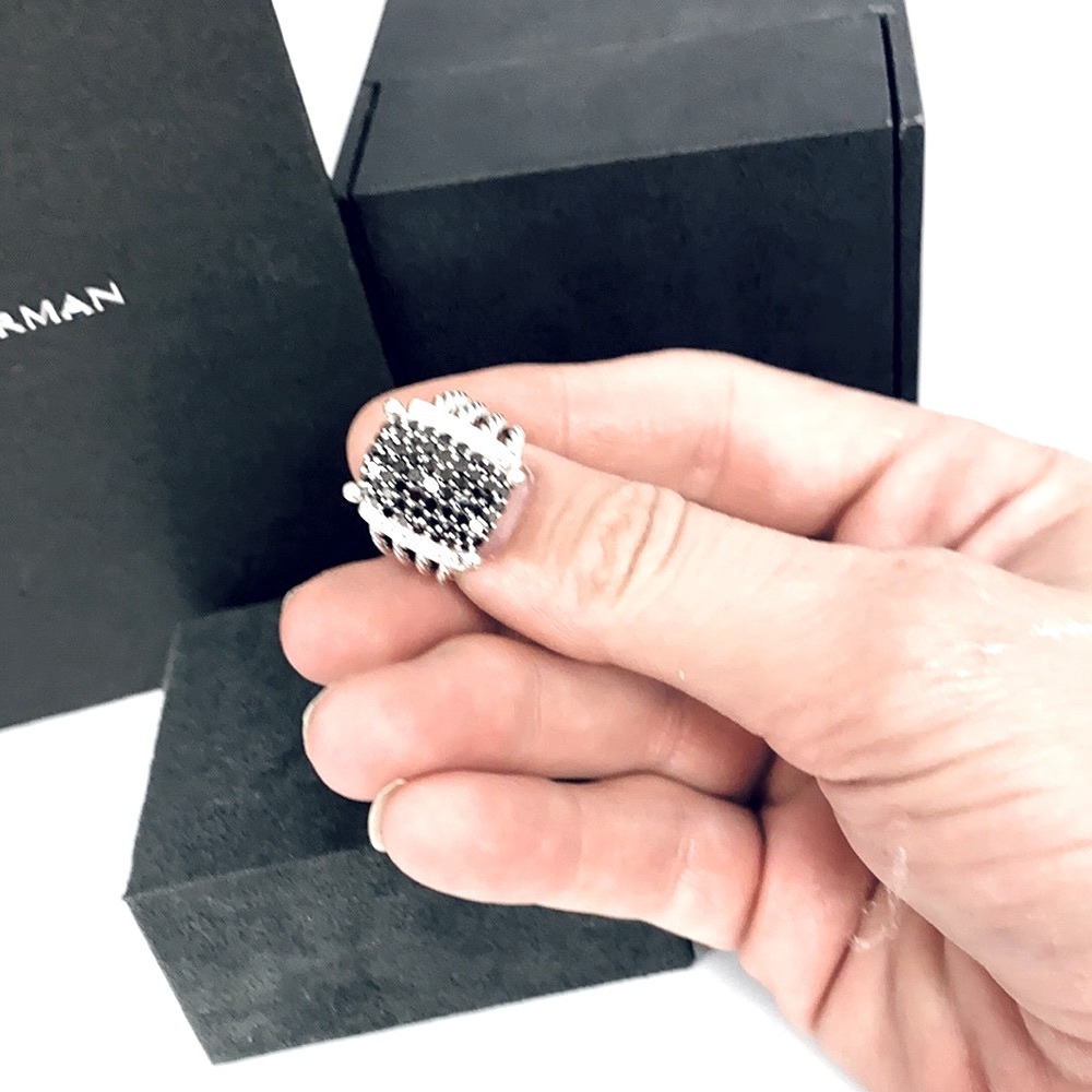 16x12mm David Yurman Medium Wheaton Ring with Black & Brilliant Pave Diamonds
